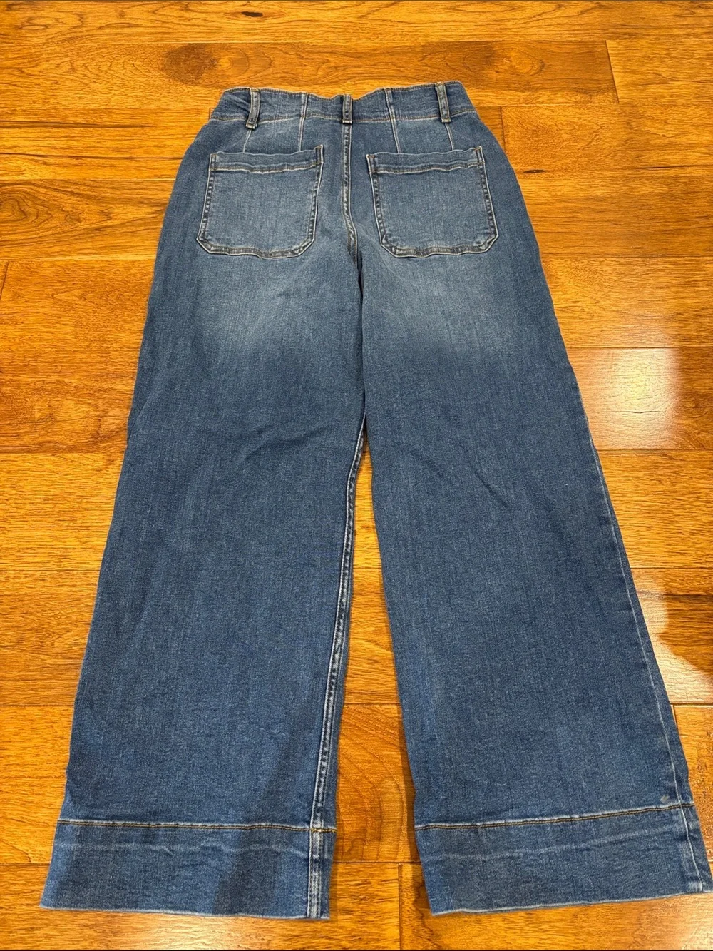 BAGATELLE Jeans Women’s 27 Blue Patch Pockets Wide Leg Crop High Rise Sailor